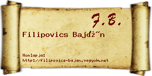 Filipovics Baján névjegykártya